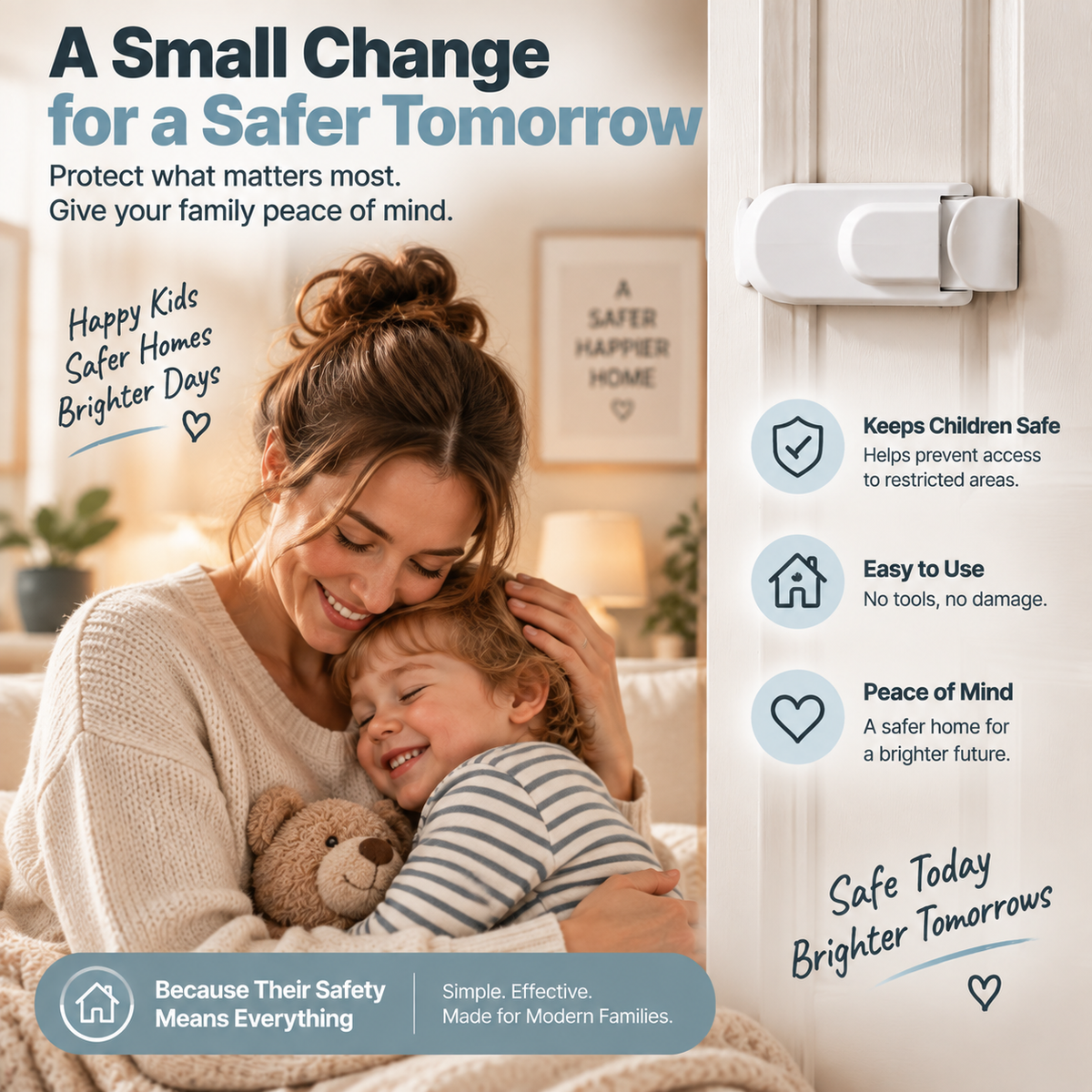 ๐ถ TODDLER DOOR SAFETY LOCK | High-Mount Child Lock for Interior Doors with Tool-Free Installation