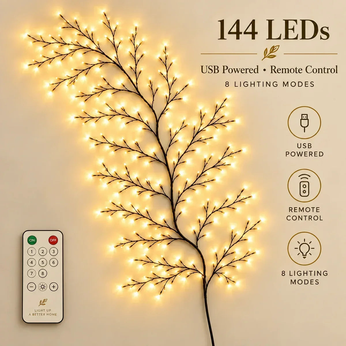 β¨ Flexible LED Branch Lights | Remote-Controlled Holiday Wall Decor