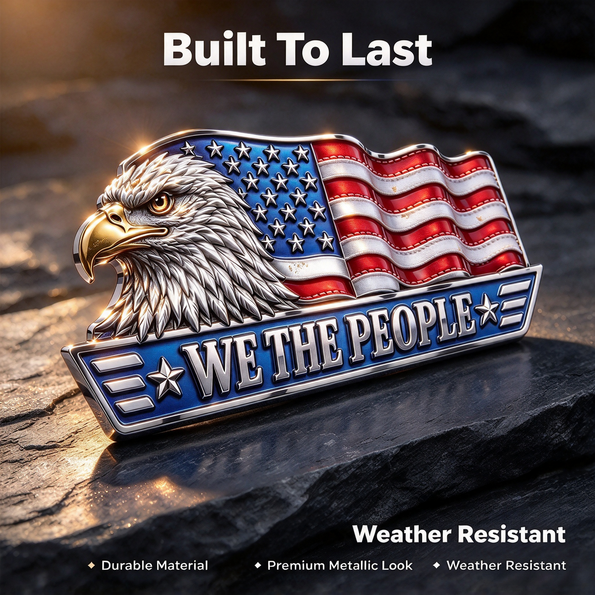 ๐บ๐ธ 'WE THE PEOPLE' Eagle & Flag Metal Car Emblem | A Statement of American Pride