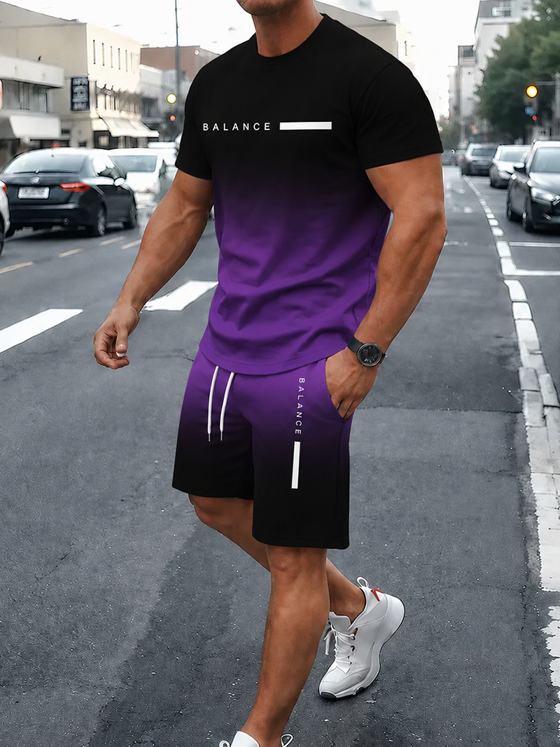 Men's Gradient Quick-Dry Workout 2-Piece Activewear Set