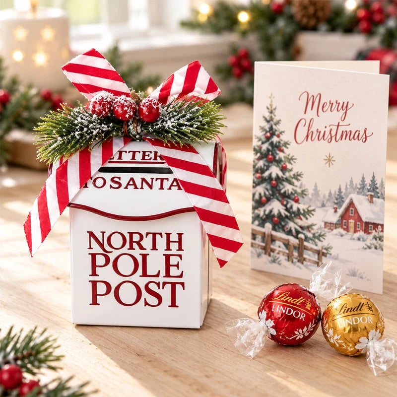 ๐
๐ Santaโs North Pole Post Box โ Christmas Mailbox Ornament & Sweet Surprise Gift Box ๐