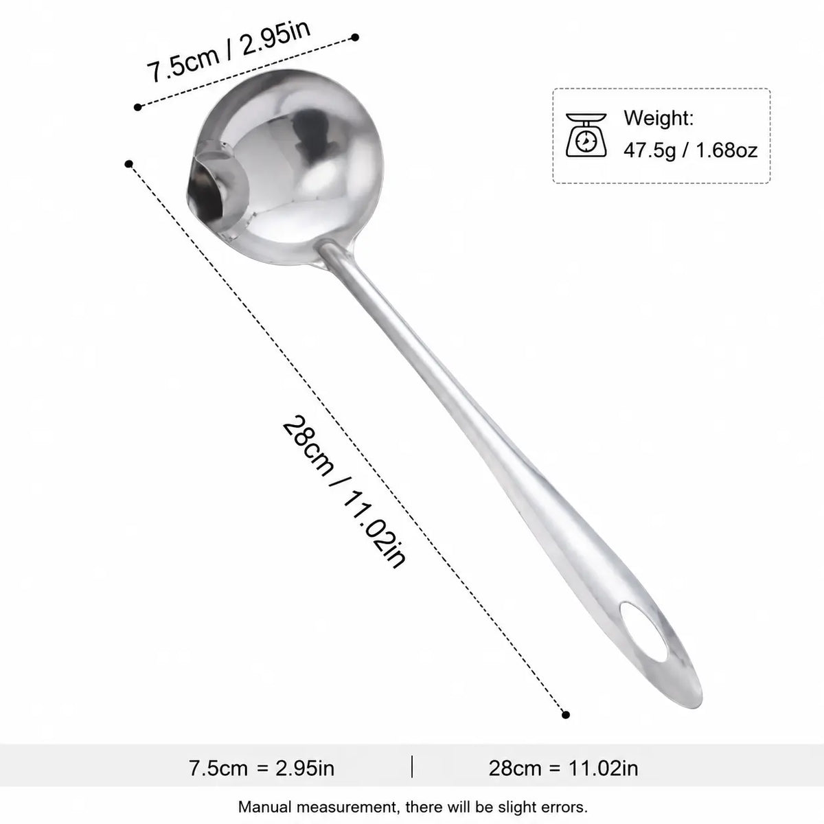 2 Counts Stainless Steel Oil Separator Ladle, Mirror Polished Surface 🥄
