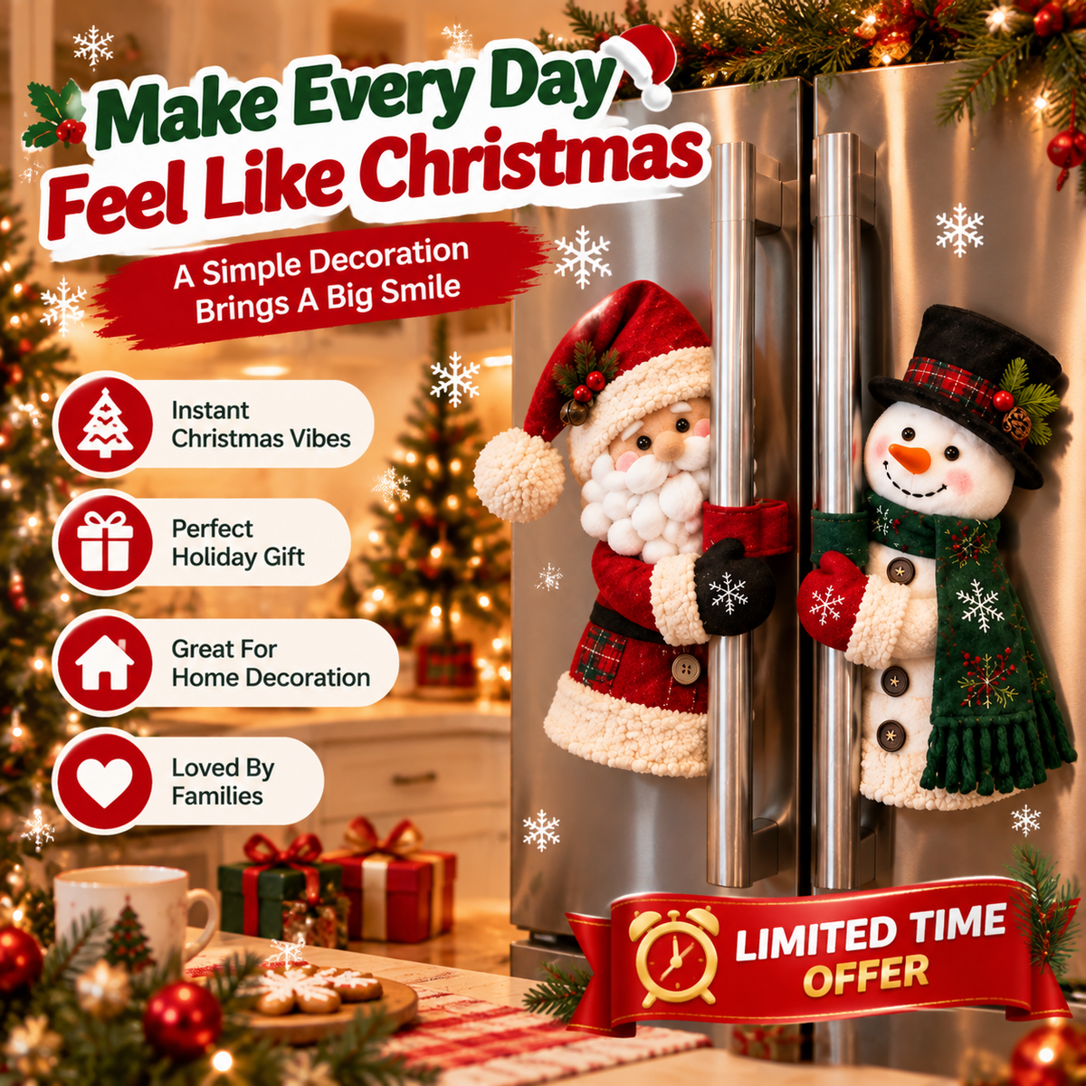 ๐
Santa & Snowman Christmas Fridge Handle Decorations