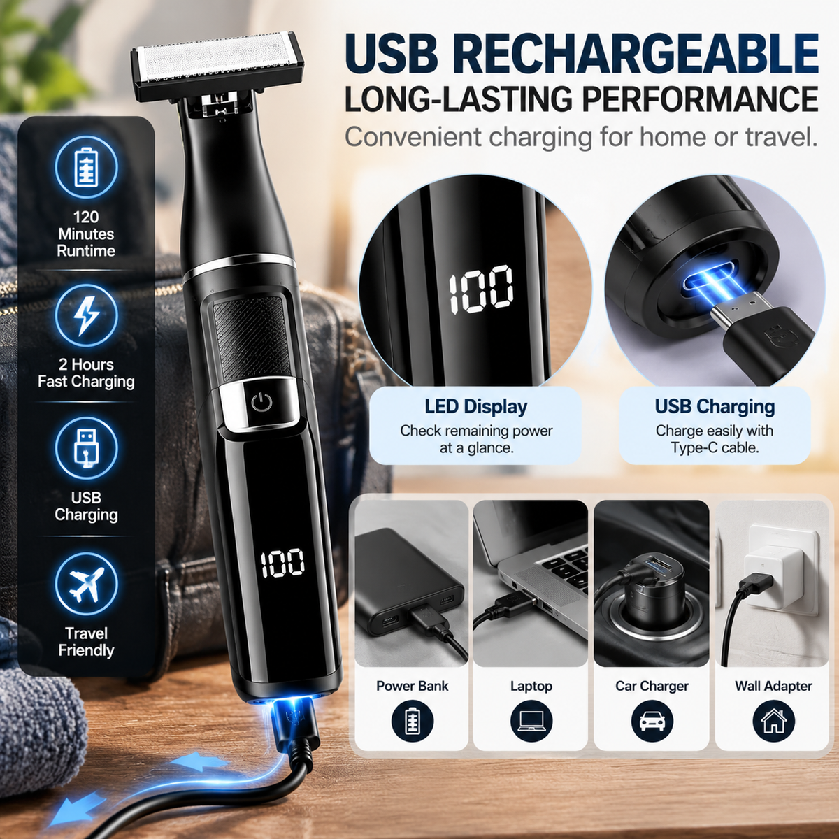 ๐ช 9-in-1 Electric Grooming Kit For Men โ Complete Beard, Hair & Body Trimmer