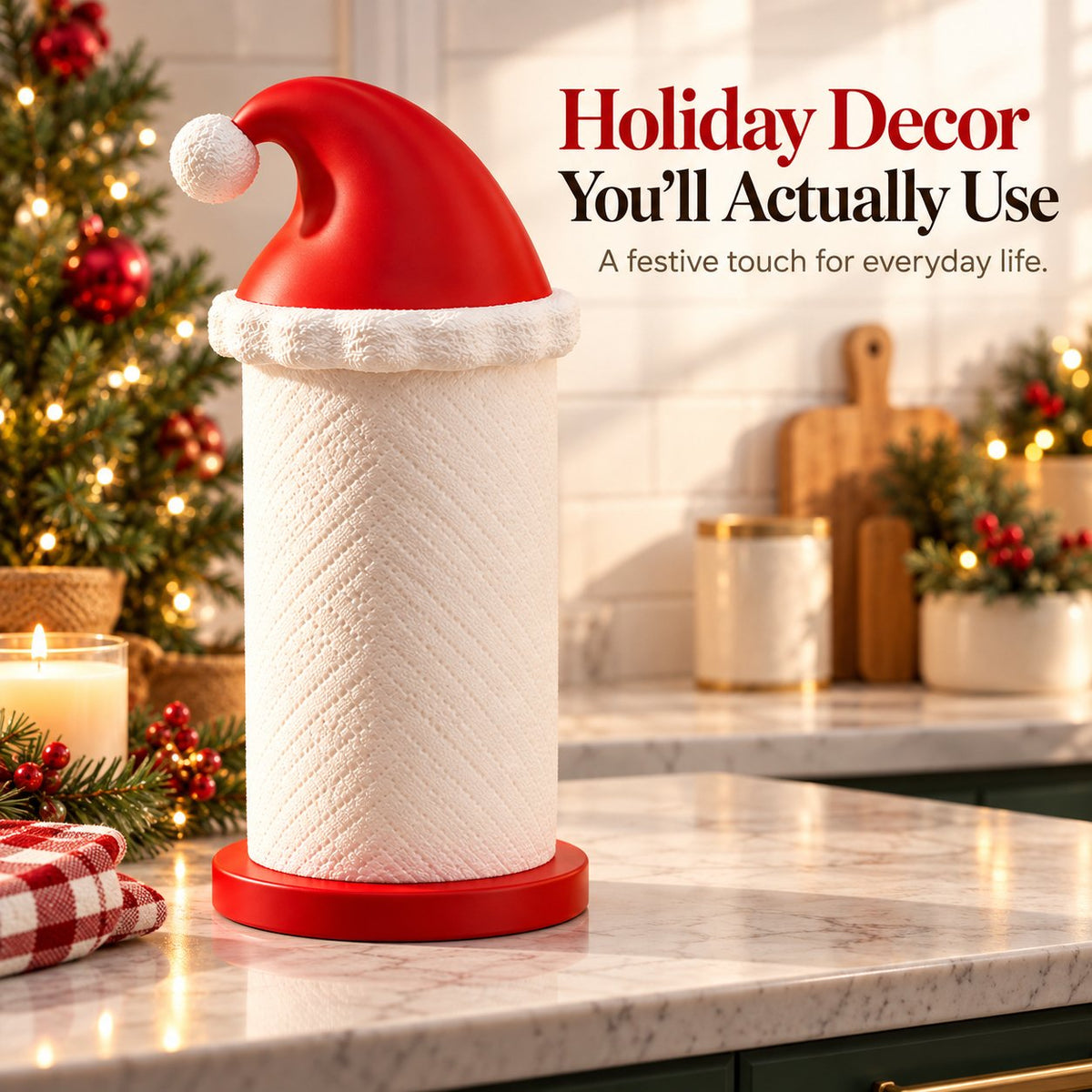 🎅 Santa Hat Paper Towel Holder