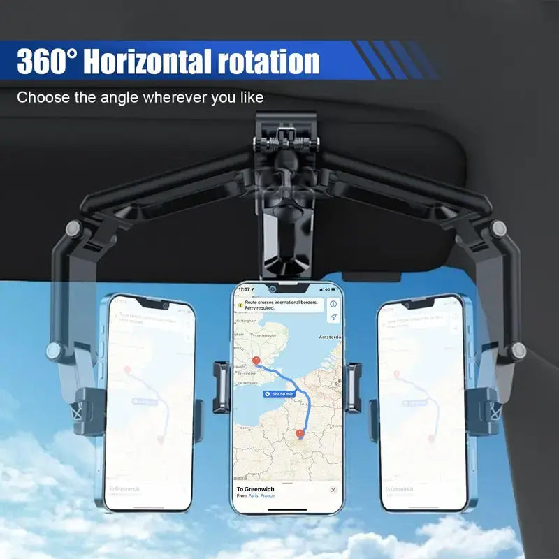 Foldable Car Phone Holder for Sun Visor, Adjustable Arm with 360 Phone Rotation π±