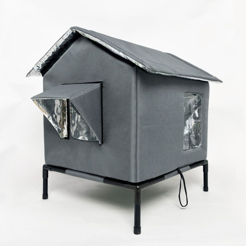 ๐ All-Weather Elevated Outdoor Cat House โ Waterproof Oxford Cloth, Thermal Aluminum Lining & Foldable Design ๐ง๏ธ