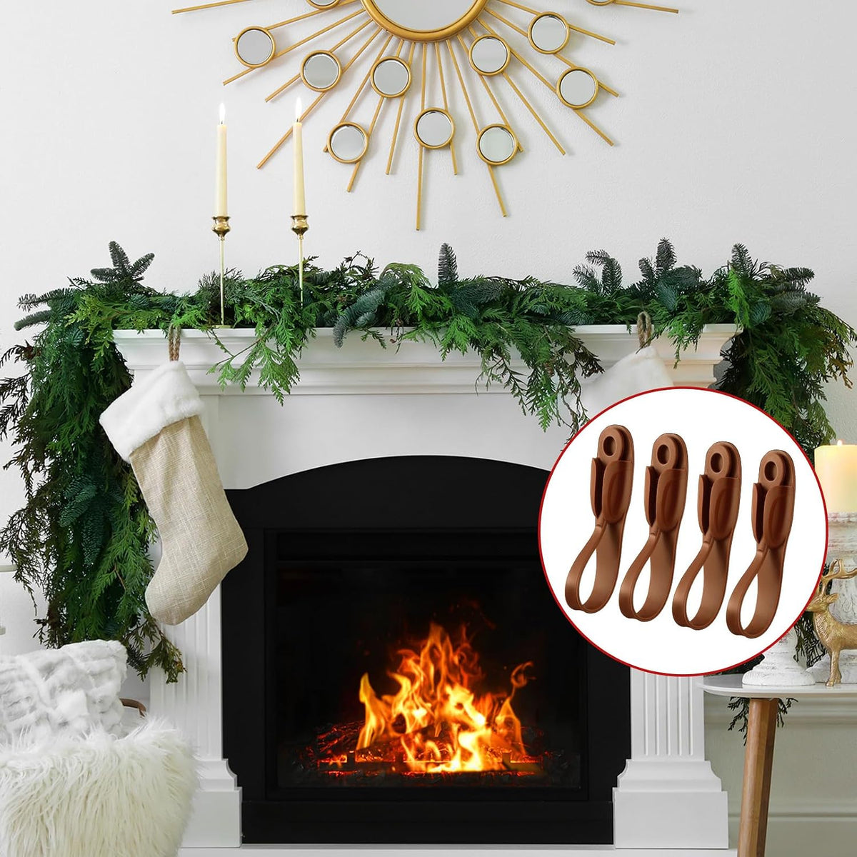 🎅 6Pcs Christmas Garland Hanger Mantle Garland Hooks, No Drill