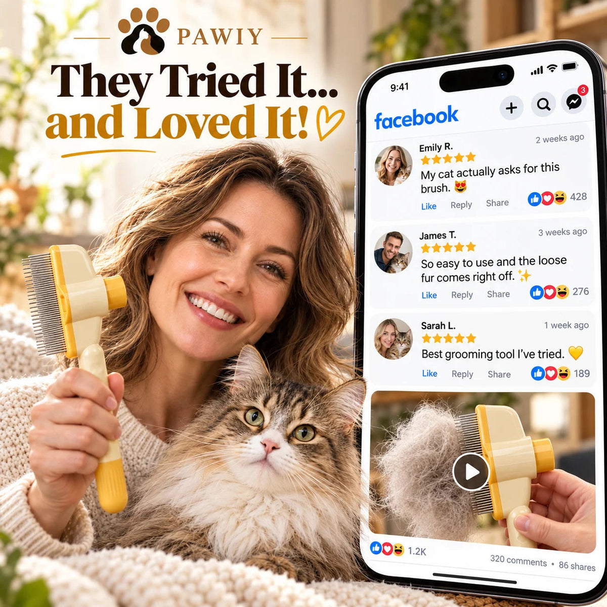 Self-Cleaning Pet Hair Comb