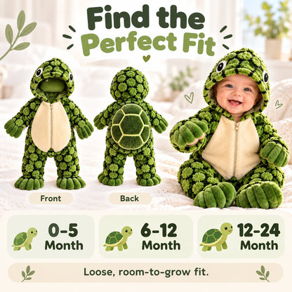 Little Turtle Plush 3D Shell Baby Onesie – Cute Hooded Cozy Romper！！！