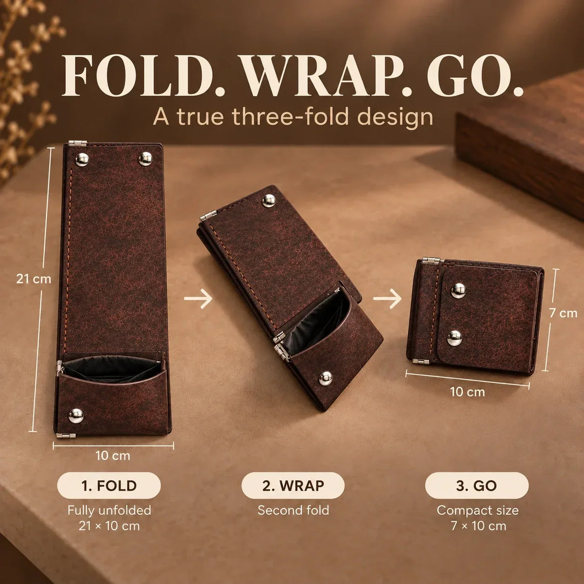 Vintage Compact Trifold Wallet with Quick-Access Coin Pocket