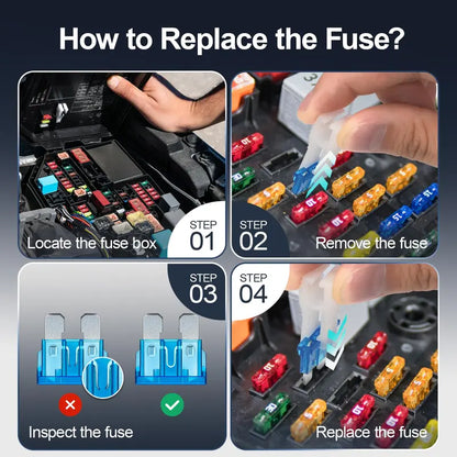 Car Fuse Assortment Kit, Mini Blade Fuses Automotive + Standard Auto Fuses🚗Aluminum sheet