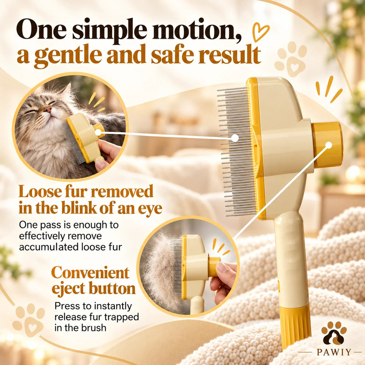 Self-Cleaning Pet Hair Comb