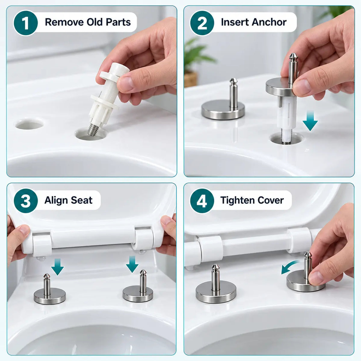 2 Counts Universal Toilet Seat Expansion Screw Bolts, Thickened Stainless Steel 🔩