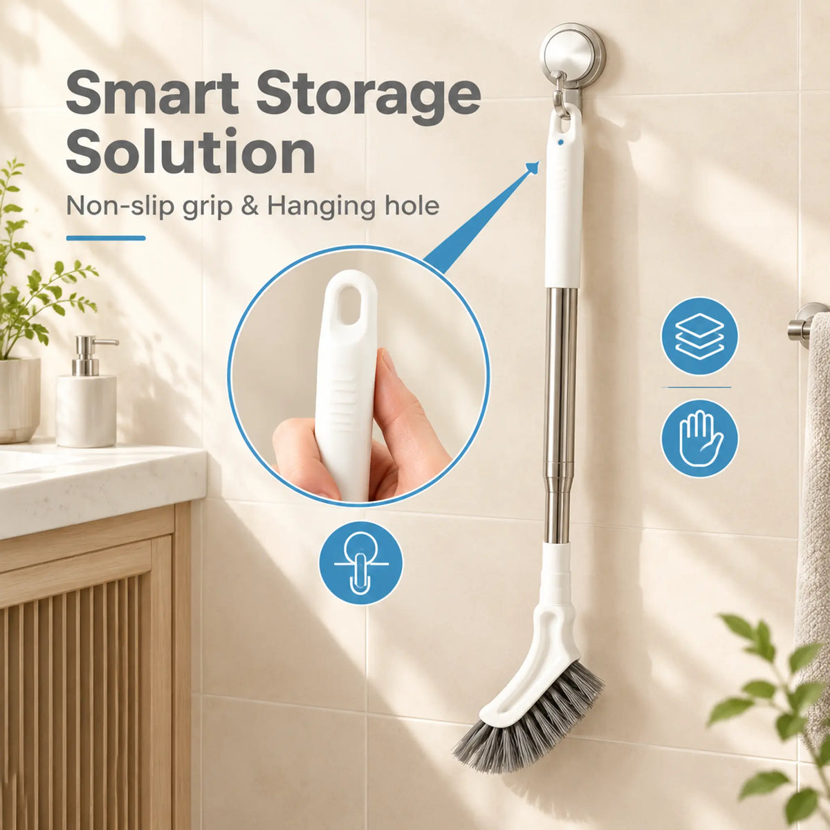 Adjustable Length Stainless Steel Telescopic Long Handle Crevice Cleaning Brush 🧹