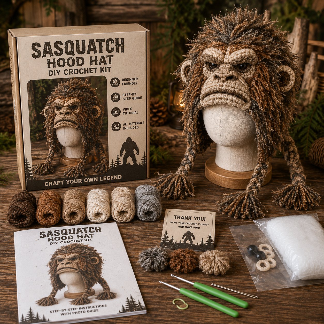 🐮 Animal Hood Hat DIY Crochet Kit