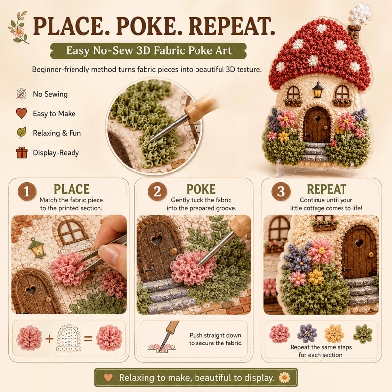 🔥HOT SALES 49% OFF - ✨Whimsical Village 3D Fabric Poke Art Kit