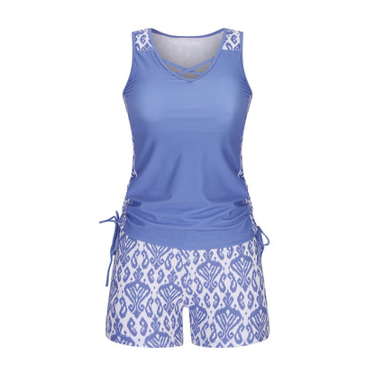 ⏰HOT SALES 60% OFF - Miraclesuit Women's 2-Piece Tummy Control Tankini Set with Built-In Bra – Flattering Boho Swimwear with Shorts 🔥 Buy 2 Free Shipping