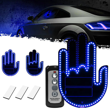 🎉DIBMS Remote Control LED Car Gesture Light – Rechargeable Finger Hand Sign for Rear Window