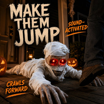 💀 Sound-Activated Animated Crawling Mummy with Glowing Red Eyes – FREE SHIPPING 🚚