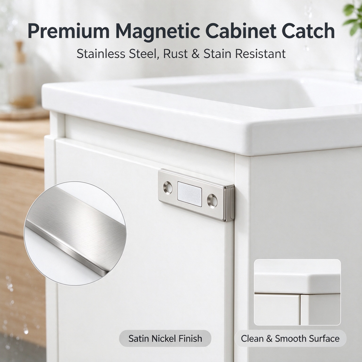 12-Pack Ultra Thin Cabinet Magnetic Door Catch Stainless Steel,Satin Nickel 🧲