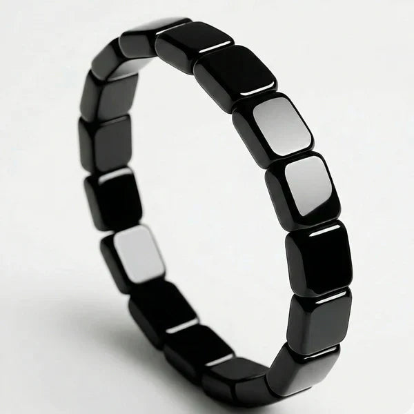Hematite Beaded Bracelet, Unisex Magnetic Stone Jewelry