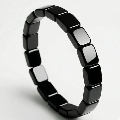 Hematite Beaded Bracelet, Unisex Magnetic Stone Jewelry