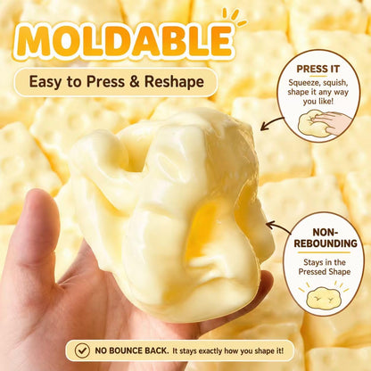 Cheese Cube Squishy Toy, Soft Moldable Petroleum Jelly-Filled Squeeze Ball 🧀
