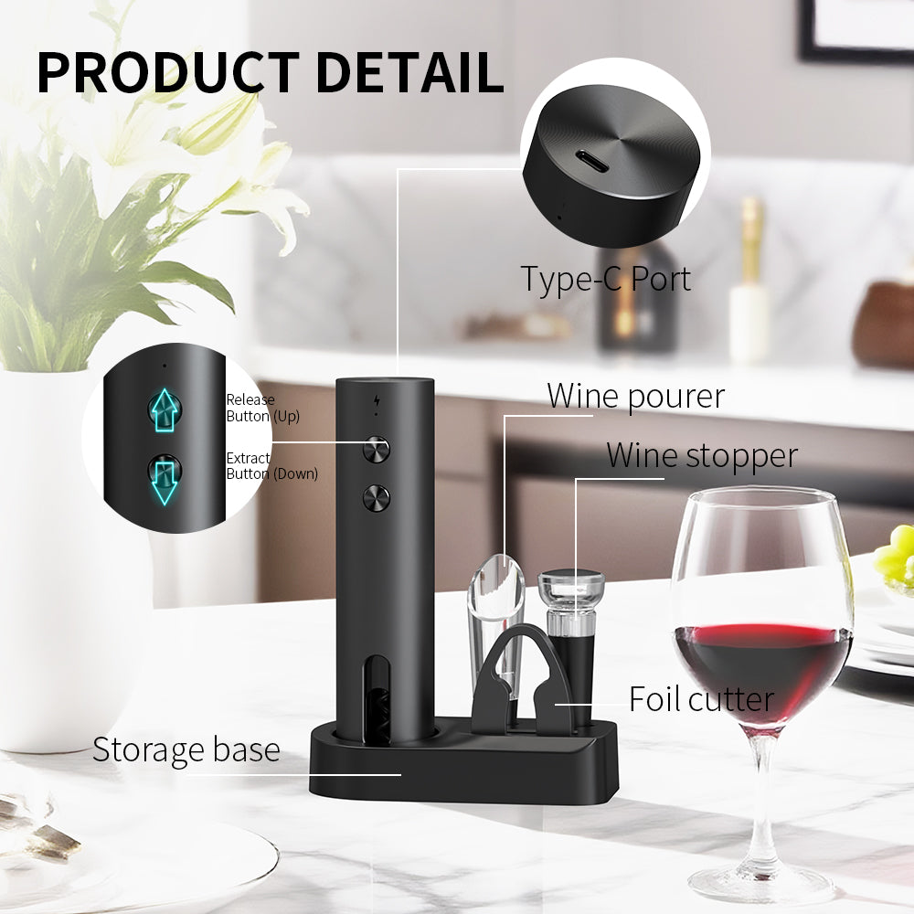 Rechargeable Electric Wine Opener – One-Touch Automatic Corkscrew