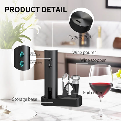 Rechargeable Electric Wine Opener – One-Touch Automatic Corkscrew