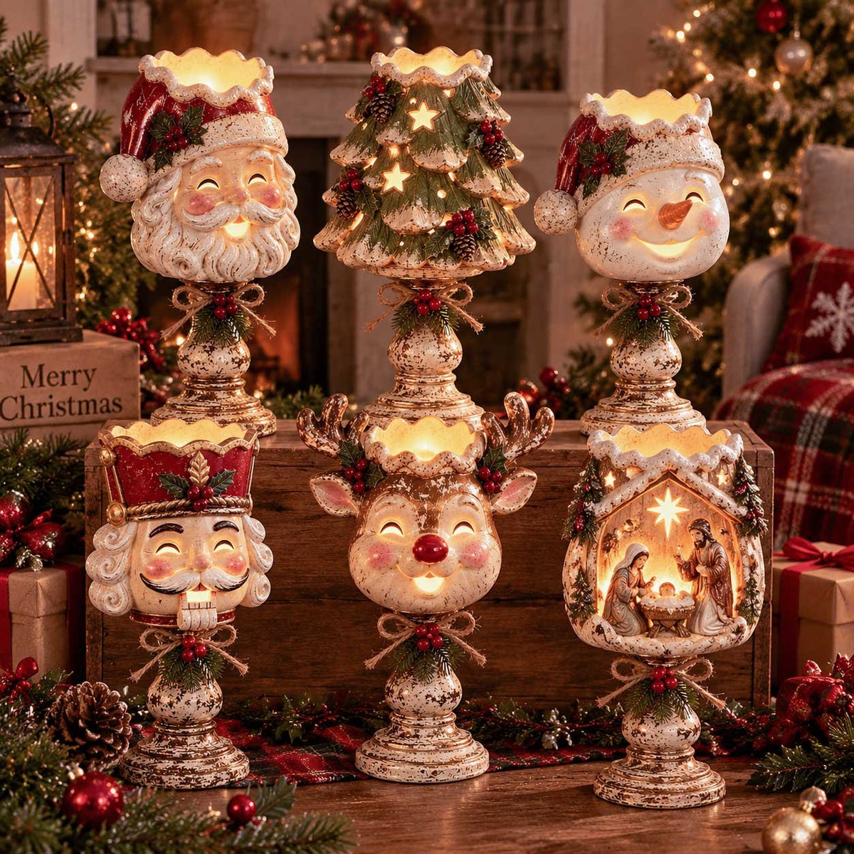 Christmas Heirloom Glow Candle Holder Collection