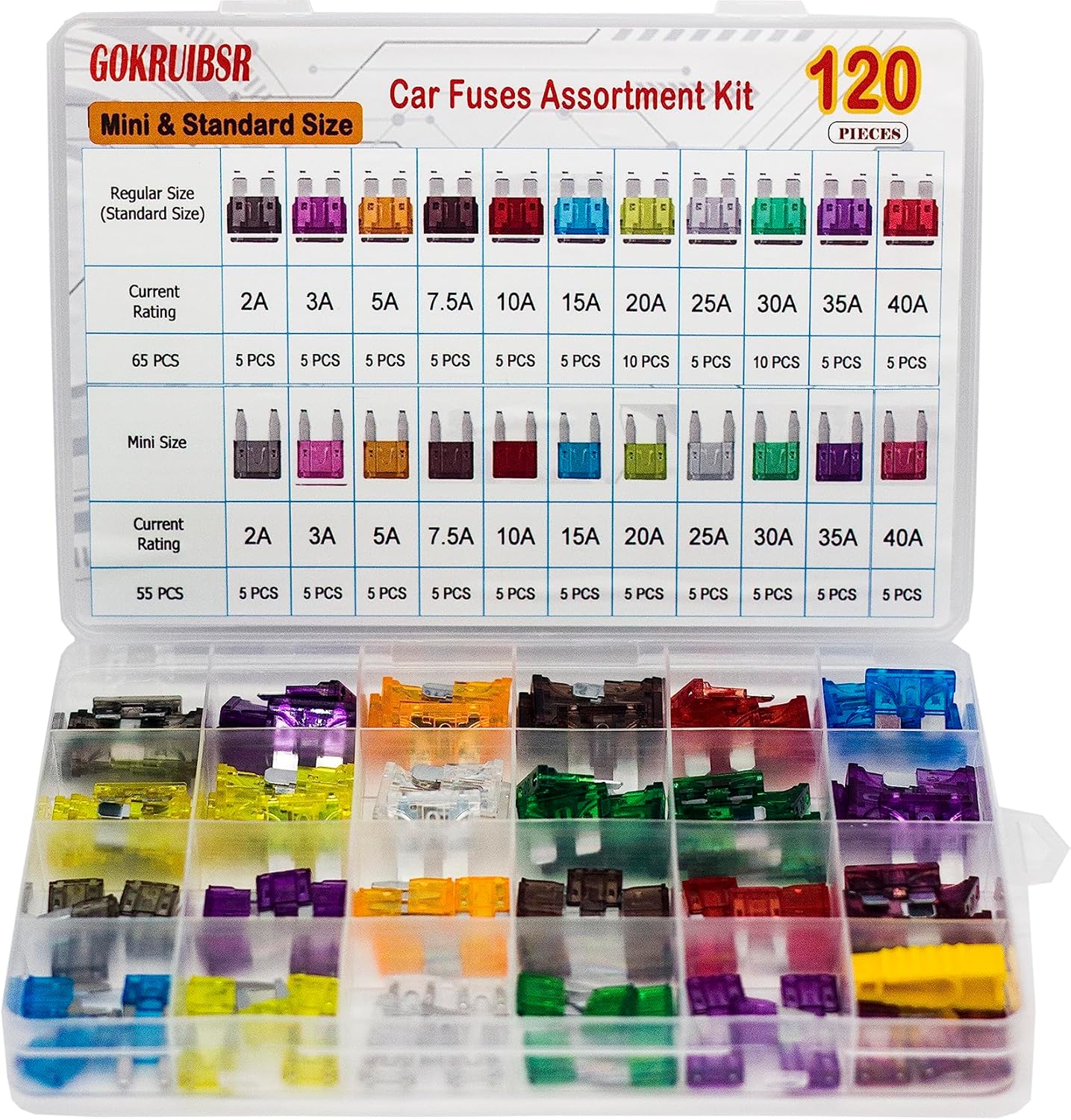 Car Fuse Assortment Kit, Mini Blade Fuses Automotive + Standard Auto Fuses🚗Aluminum sheet
