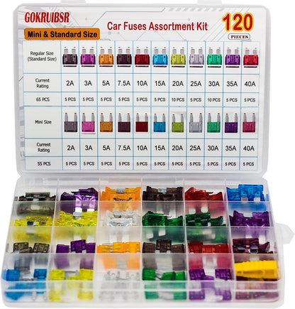 Car Fuse Assortment Kit, Mini Blade Fuses Automotive + Standard Auto Fuses🚗Aluminum sheet