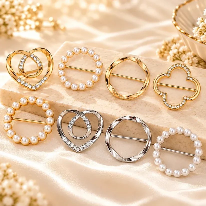 ✨4-Piece Women's Metal Shirt Clips – Round & Heart Designs for Loose Clothing