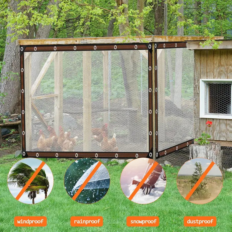 Clear Waterproof PE Tarp, Transparent Outdoor Cover with Metal Grommets💧