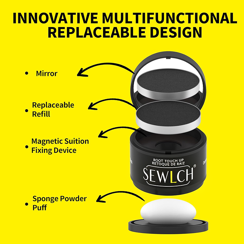 Magnetic Refillable Hair Root Touch Up Powder - Waterproof Gray Coverage & Hairline Concealer ✨