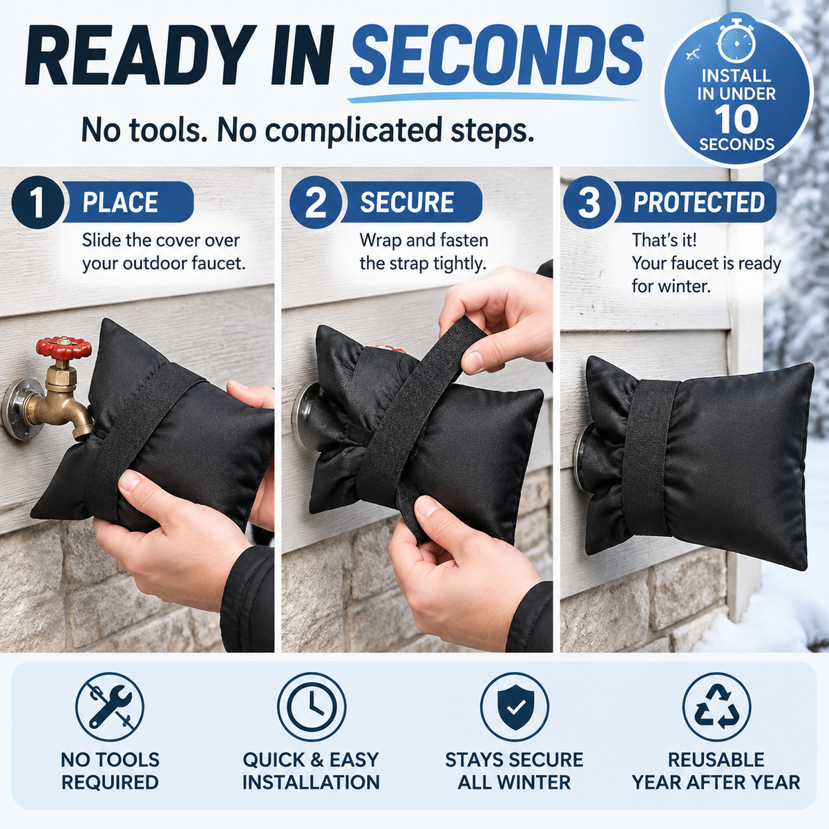 ❄️ Winter Faucet Covers 4-Pack — Protect Outdoor Faucets From Freezing & Costly Repairs