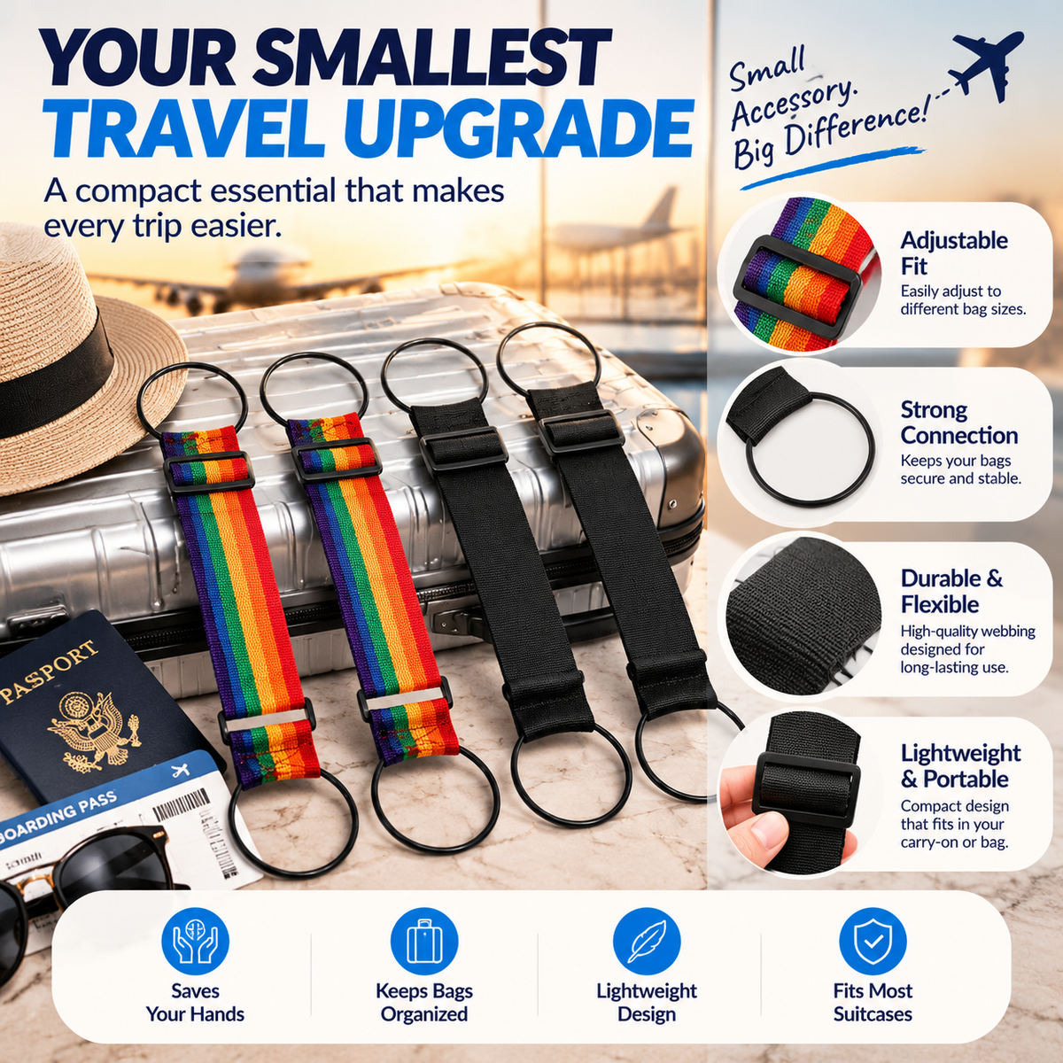 ✈️ Hands-Free Travel Luggage Strap – Carry More, Stress Less