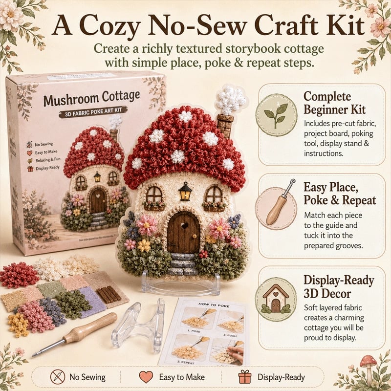 🔥HOT SALES 49% OFF - ✨Whimsical Village 3D Fabric Poke Art Kit
