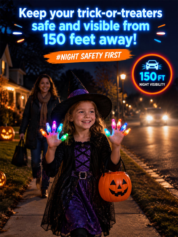 【Halloween projection finger lamp】Glow bright: 150ft visibility to stop traffic, No more dark nights!