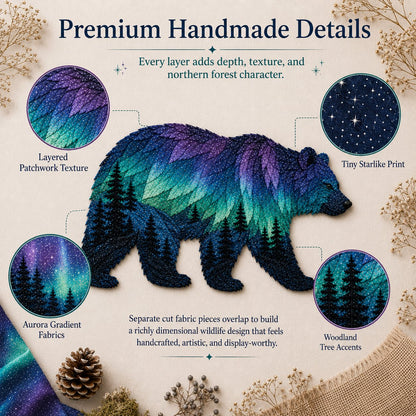 🔥HOT SALES 50% OFF - 🐻Northern Lights Wildlife DIY Patchwork Kit | Aurora Layered Fabric Art, Beginner Sewing Decor & Handmade Nature Gift