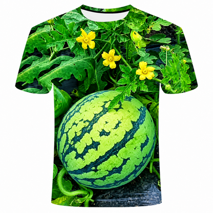 Funny Men's Watermelon Graphic T-Shirt, Fruit Print Summer Tee 🍉