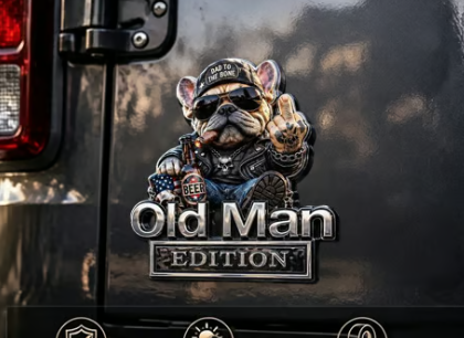 🚗 Funny Old Man Edition Vehicle Badge — 3D Chrome Metal Emblem, Perfect Father's Day & Birthday Gift for Dad, Grandpa, Husband, Truck & SUV Owners