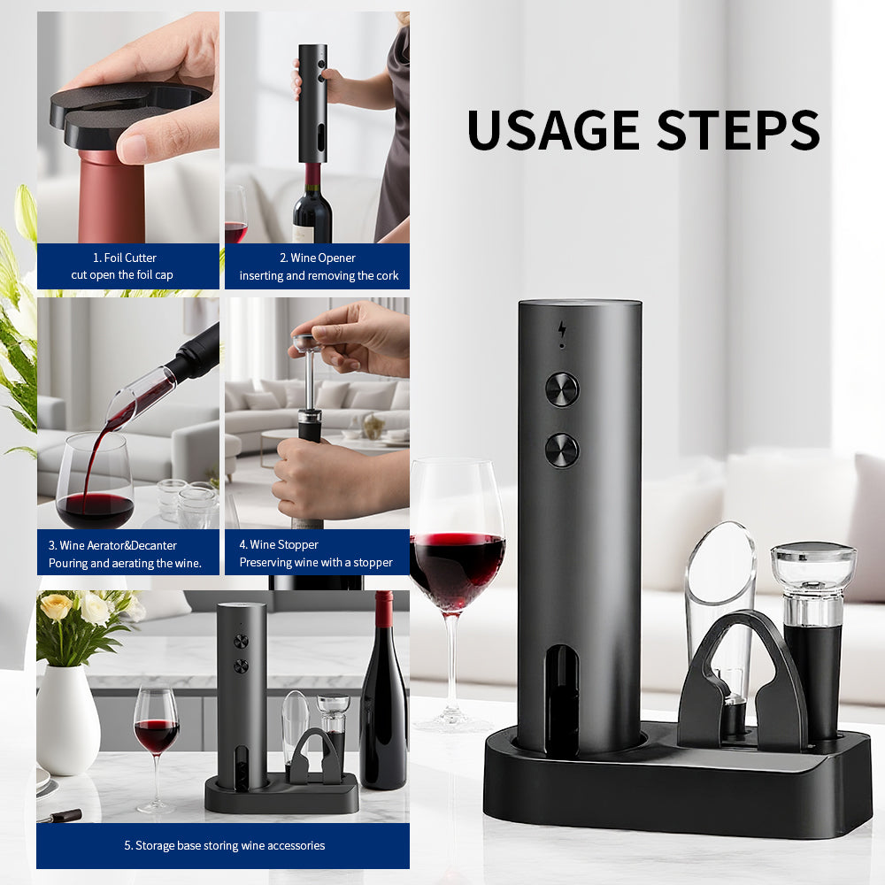 Rechargeable Electric Wine Opener – One-Touch Automatic Corkscrew