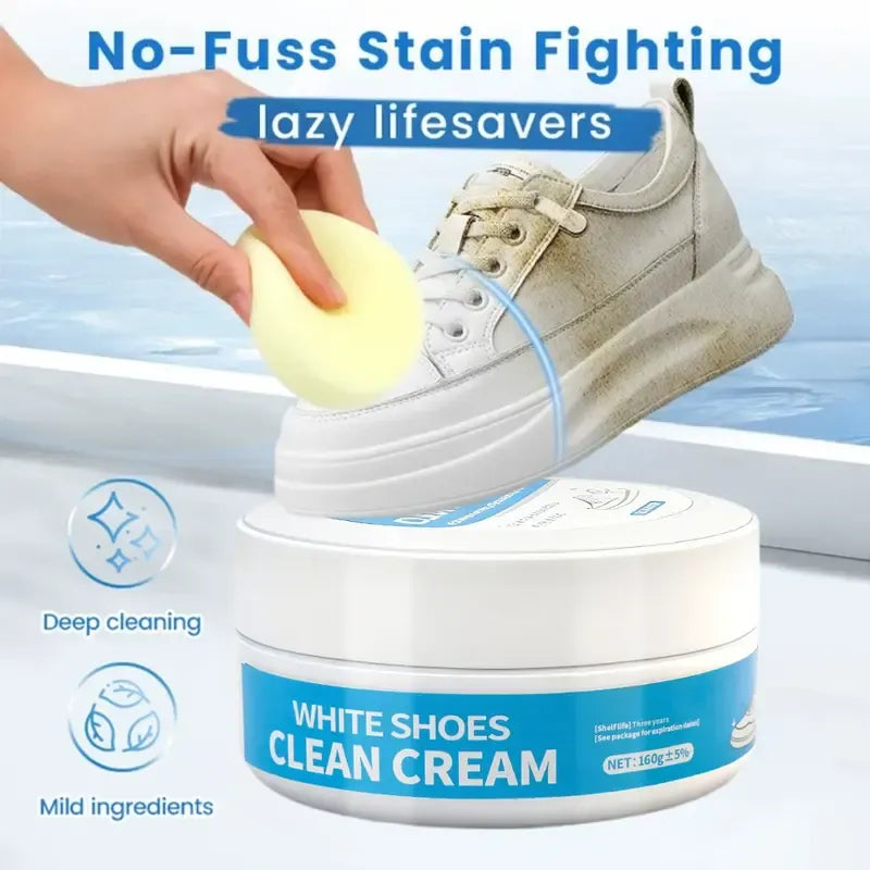 🔥 Limited-Time 49% OFF👟White Shoe Cleaning Cream | Waterless Stain Remover with Sponge