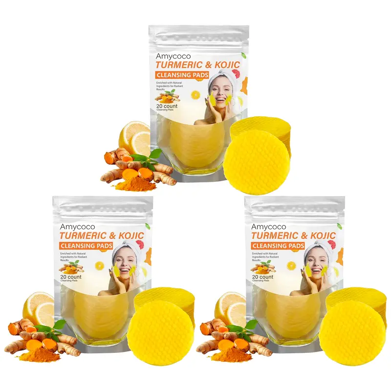 Turmeric & Kojic Acid Cleansing Pads, Gentle Deep Clean Soft Texture Facial Skincare Pads 20pcs🍯