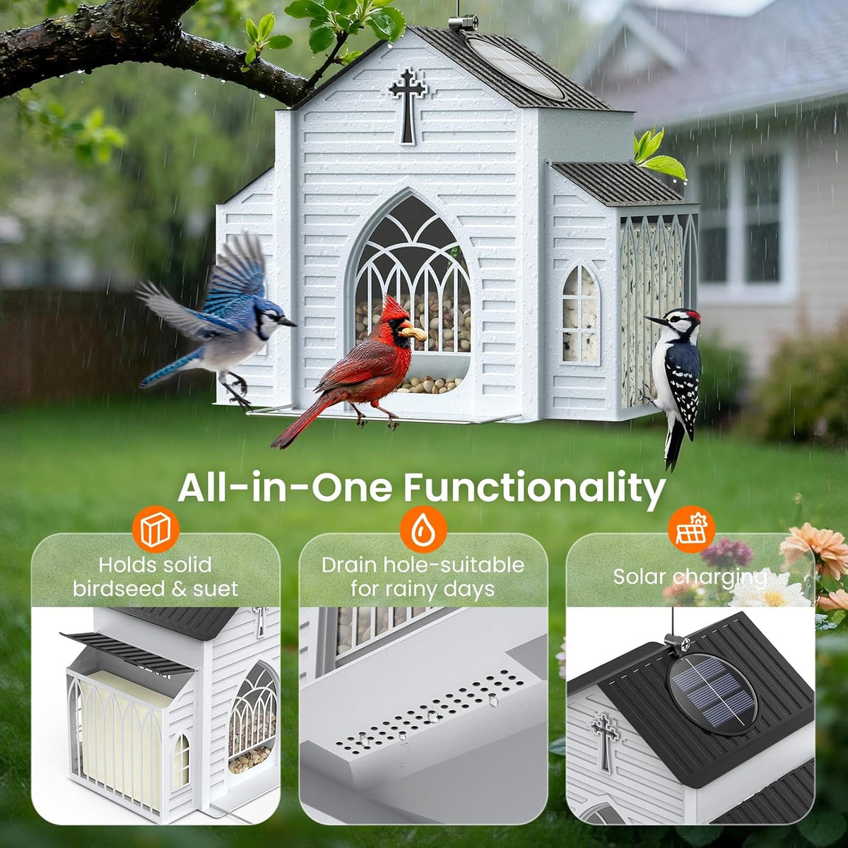 ✝️Last Day 50% OFF-🔥Church-Shaped Solar Bird Feeder🎁Buy 2 Free Shipping