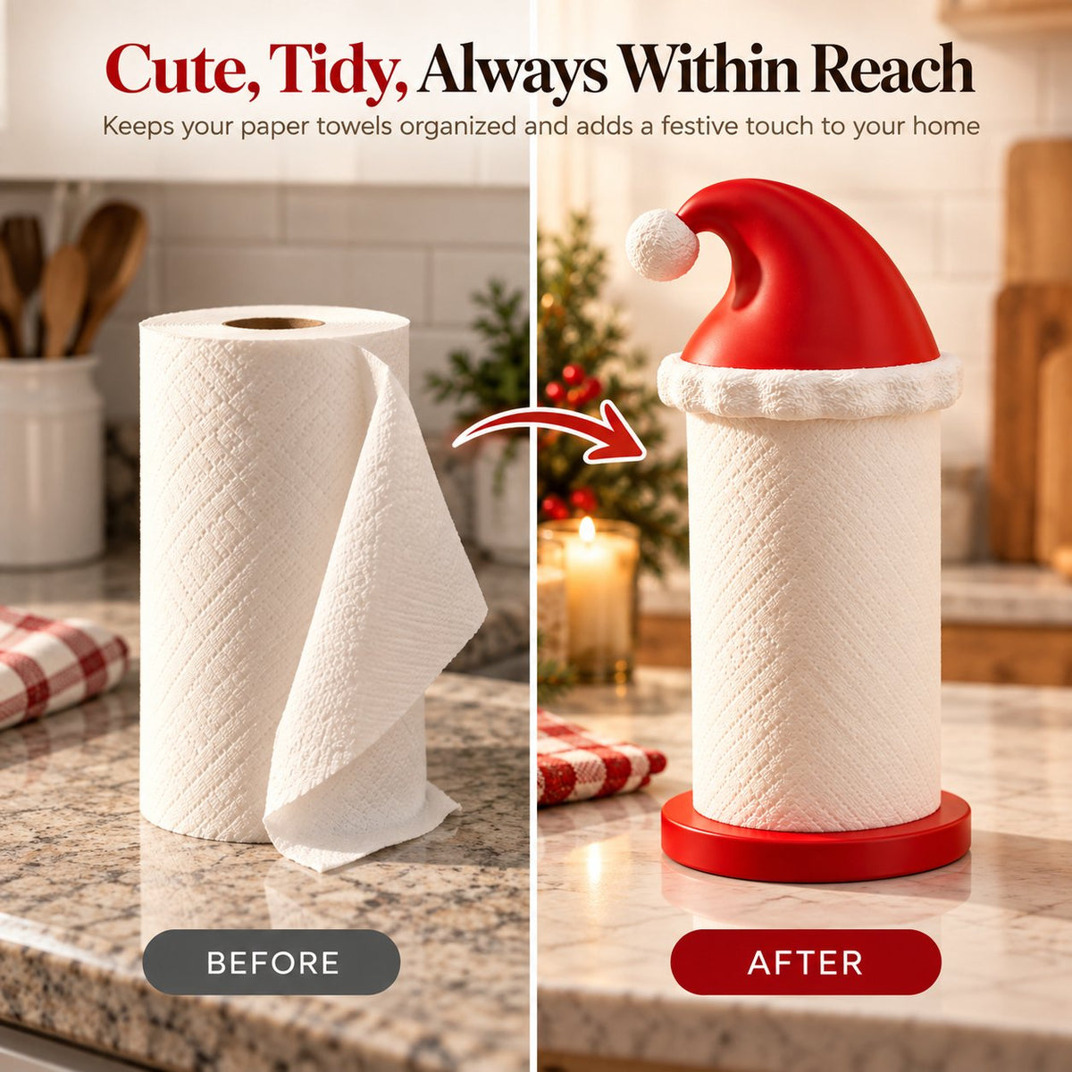 🎅 Santa Hat Paper Towel Holder