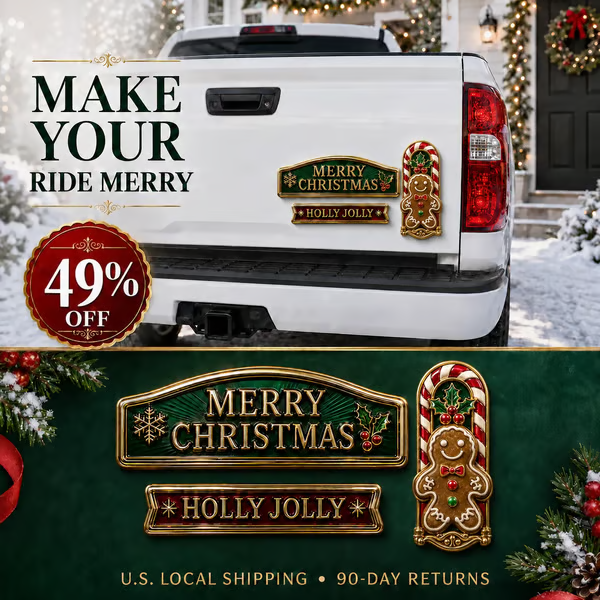 🔥 3-Piece Christmas Car Emblem Metal Badge Set – Multiple Festive Character Styles Available