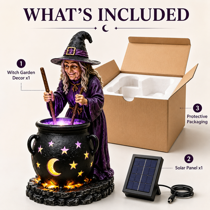 🧙‍♀️ Halloween Witch Cauldron Solar Light – 🪄Glowing Outdoor Garden Decor